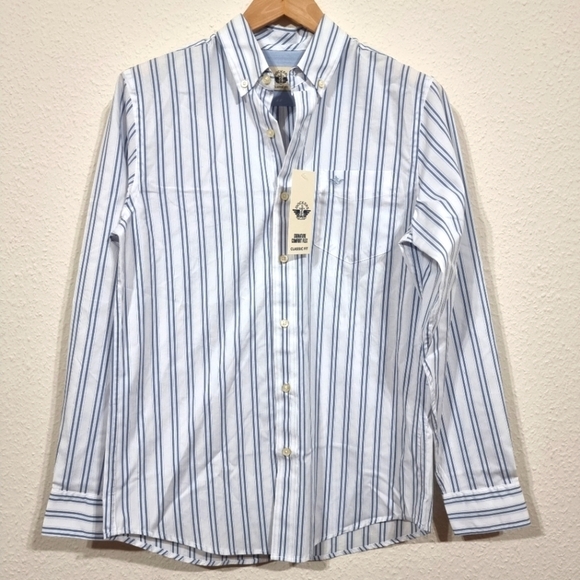 Dockers Other - Men's NWT Blue and White Striped Signature Comfort Flex Dockers Button Up Shirt
